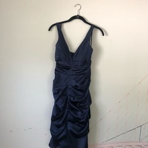 Dark blue cocktail dress.
